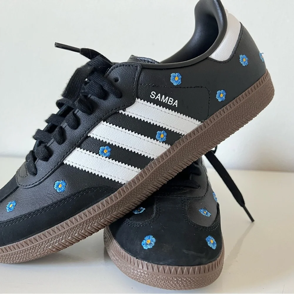 Adidas Samba OG Light Blue Floral Sneakers Women’s 10 New (No Box) - Picture 2 of 8